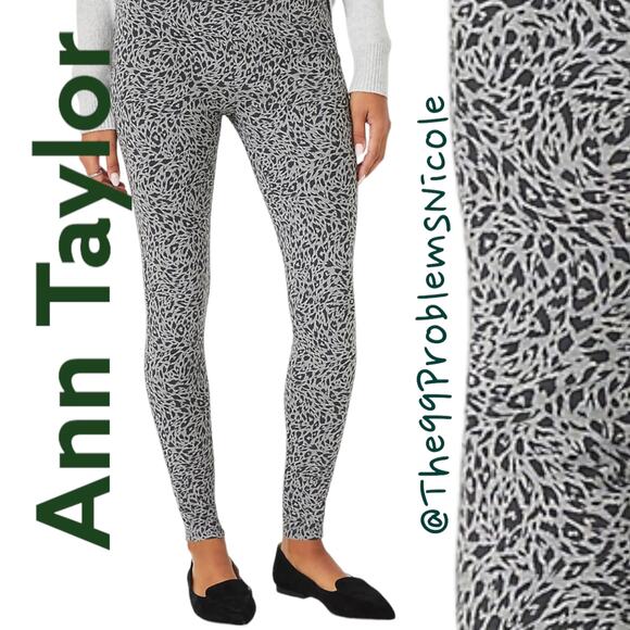 Ann Taylor Animal Print Side Zip Legging Concrete Heather Grey - Picture 1 of 10